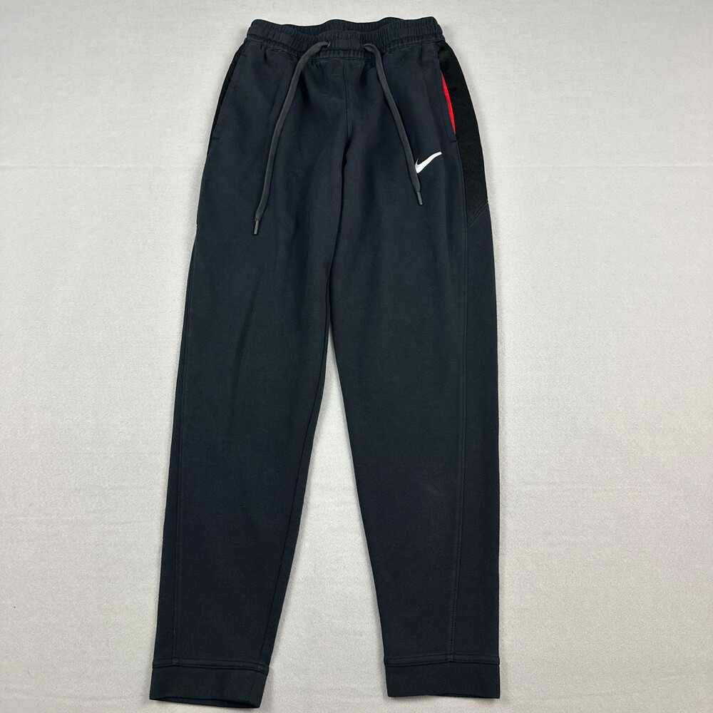 Nike Pants Men Large Black Solid Tapered Athletic Dri Fit Drawstring Basketball